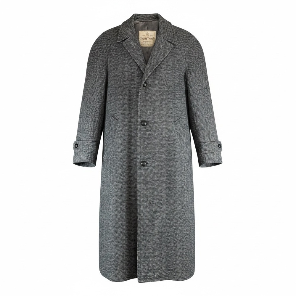 Vintage Harris Tweed Wool Trench Coat Overcoat Pure Scottish Wool 1960's